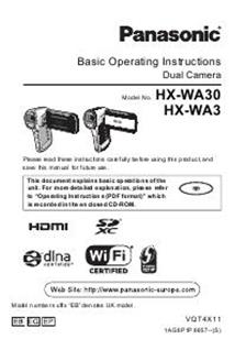 Panasonic HX WA30 manual. Camera Instructions.